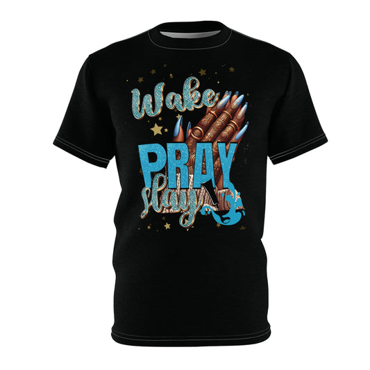 'Wake Pray Slay' Cut & Sew Tee - Inspirational Graphic Tee for Everyday Empowerment